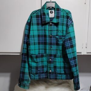 (X-67) SALE!!RARE! Polar Plaid Men's Distressed Work Jacket